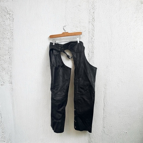 Vintage Black Leather Chaps motorcycle S - Picture 1 of 7